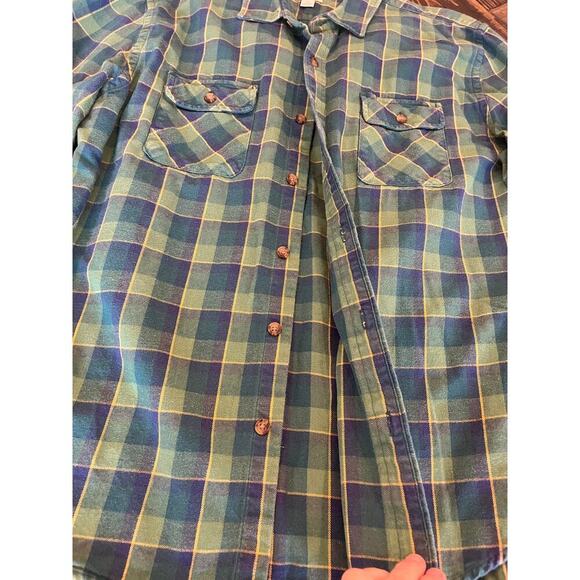 Fossil Plaid Flannel Button Down Shirt Men XL Academia Hiking Outdoors Camping - Picture 8 of 10